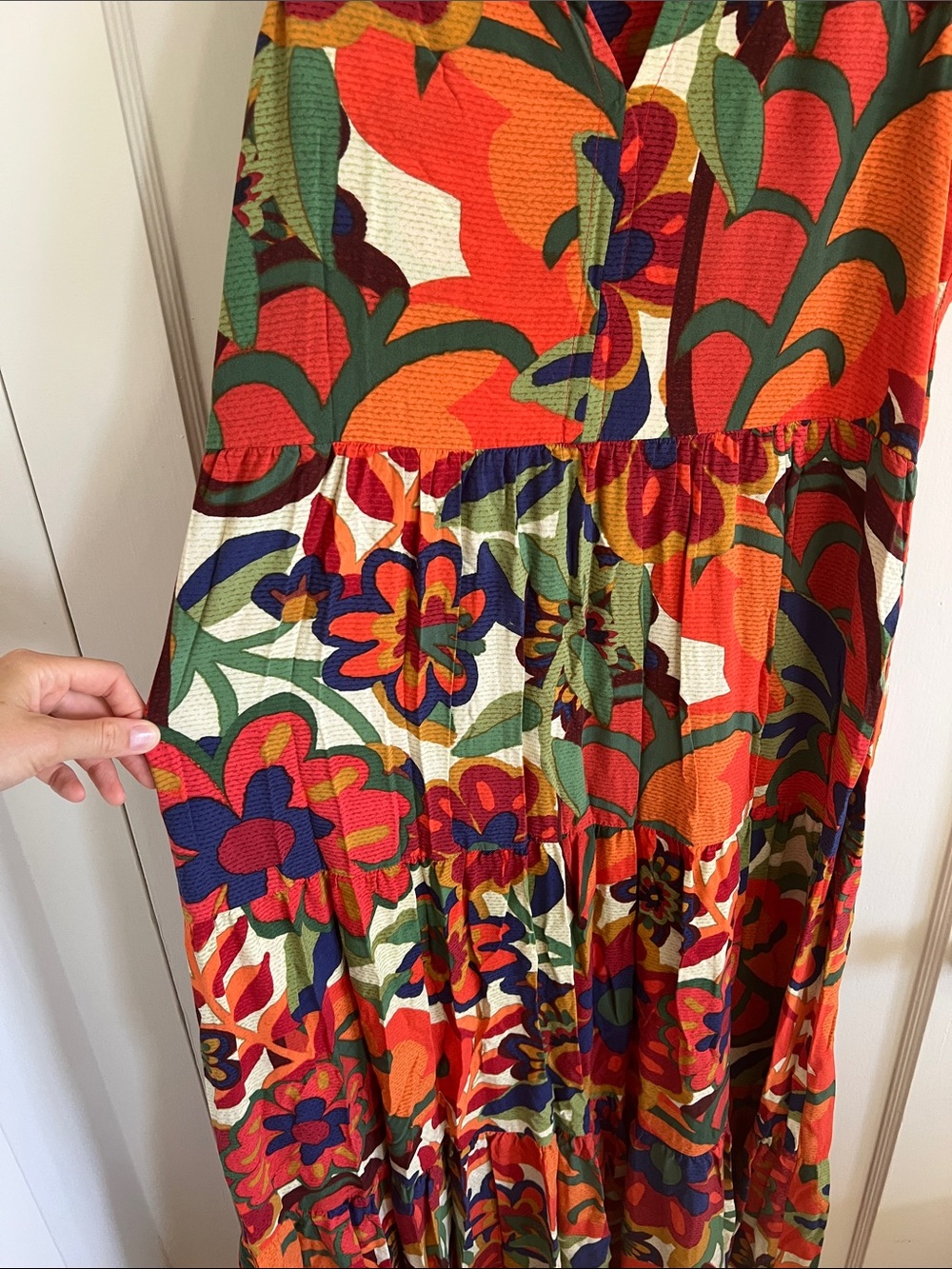 Colorful Floral Maxi Dress - Bold Orange & Multi - Picture 3 of 4